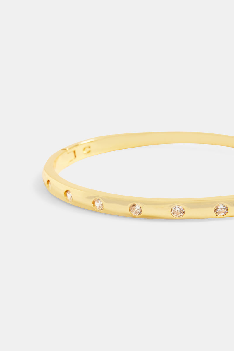 5mm Gold Plated Polished & Round CZ Bangle