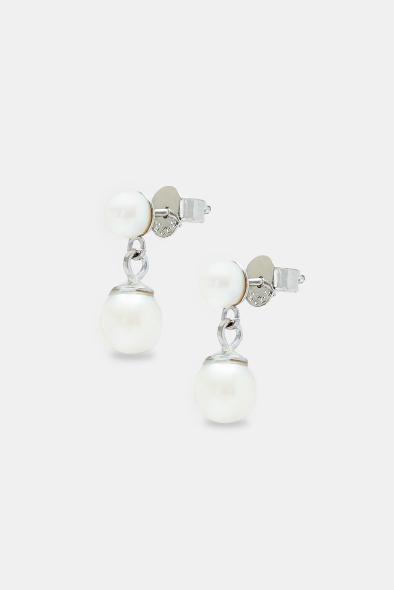 925 3mm & 6mm Freshwater Pearl Drop Stud Earrings