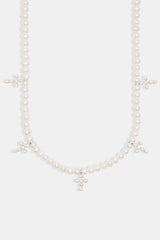 925 6mm Freshwater Pearl Cross Necklace