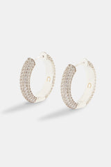 925 Large Iced Hoop Earrings - 25mm