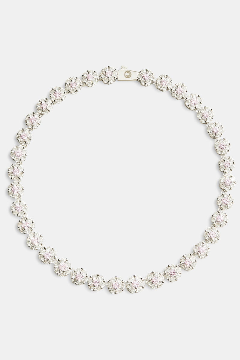 9mm Iced CZ Clear Flower Tennis Choker