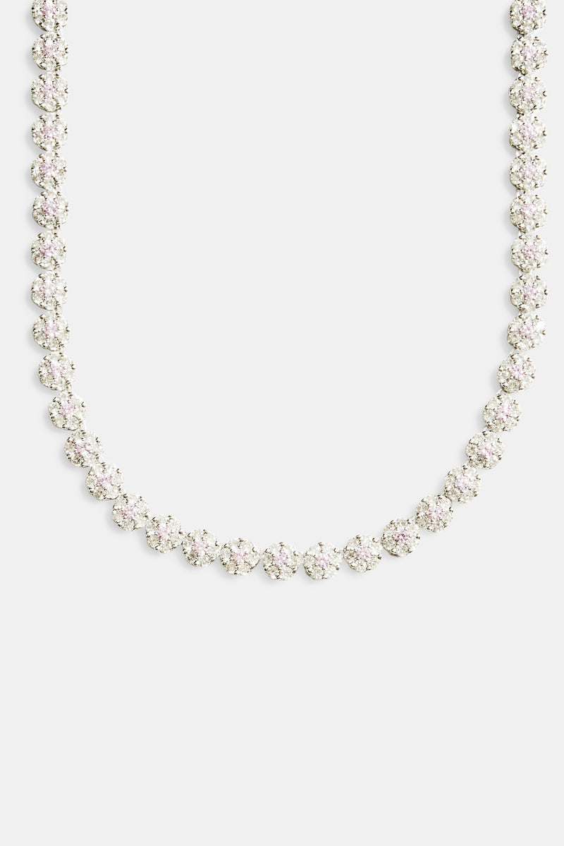 9mm Iced CZ Clear Flower Tennis Choker