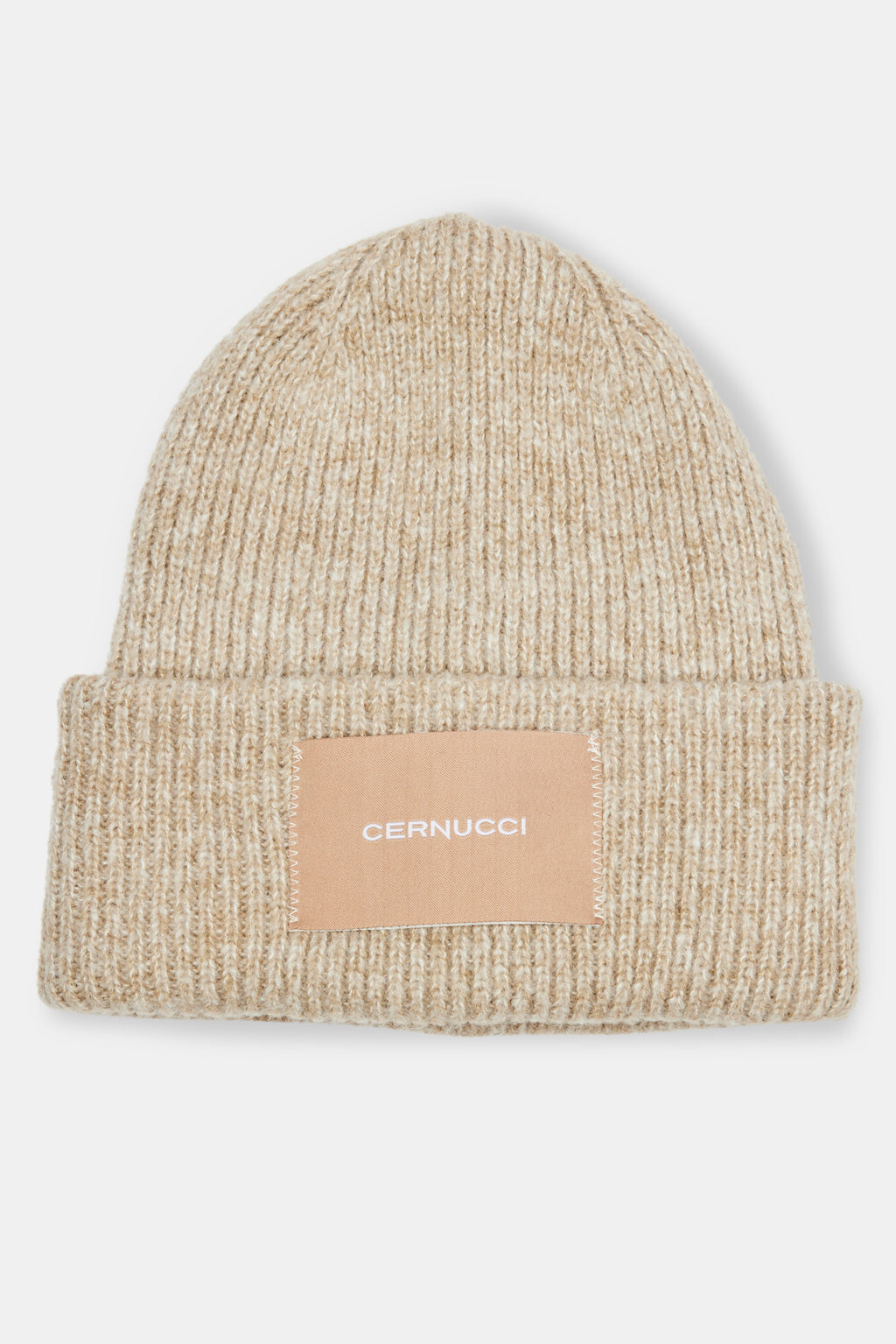 Cernucci Woven Label Beanie - Beige | Womens Accessories | Shop Hats at ...