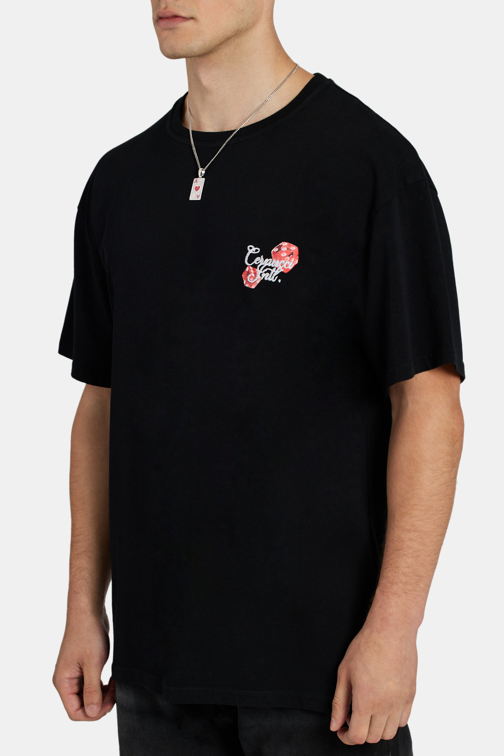 Red Dice Graphic T-Shirt - Black – Cernucci