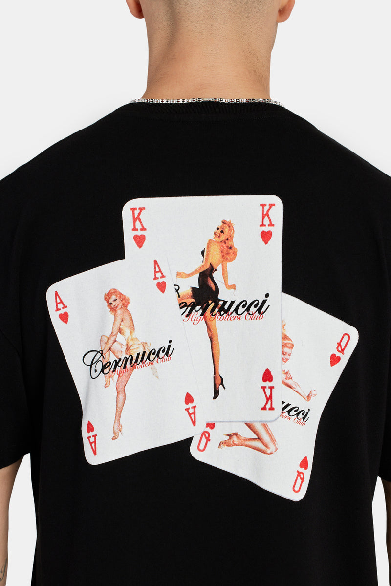 Playing Card Print T-Shirt - Black