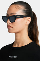 Angled Square Acetate Sunglasses - Black