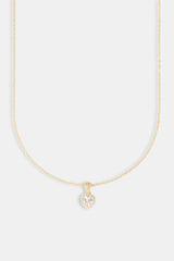 Clear Heart Bezel Necklace - Gold