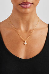 Clear Heart Bezel Necklace - Gold