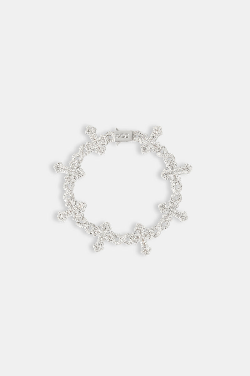 Iced Cross Baguette Bracelet - 20mm