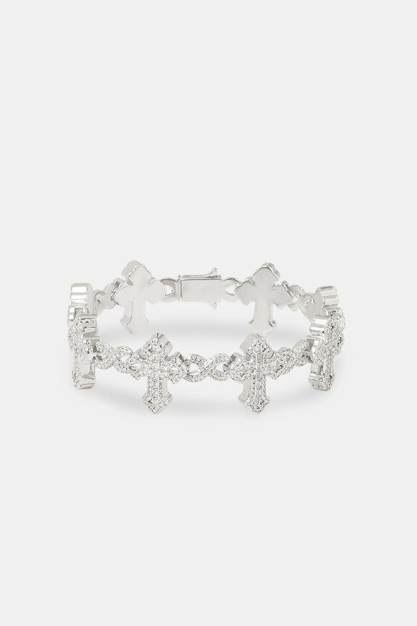 Iced Cross Baguette Bracelet - 20mm