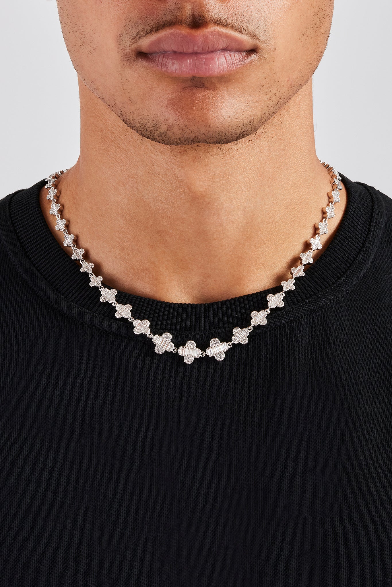 10mm Iced Gradient Motif Baguette Chain - White | Mens Chains | Shop ...