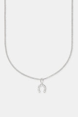 20mm Iced Horseshoe Necklace - White