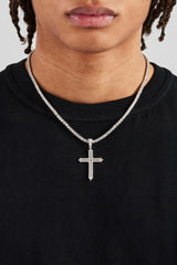 Iced Cross Outline Pendant - 40mm