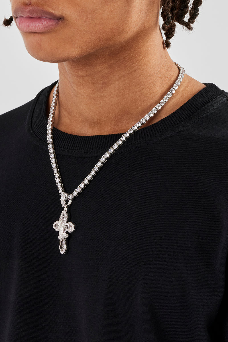 Iced Prayer Hand Cross Pendant