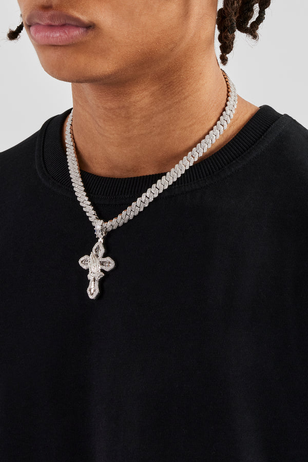 Iced Prayer Hand Cross Pendant - 40mm