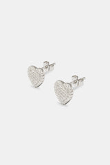 Iced Heart Stud Earrings - 10mm