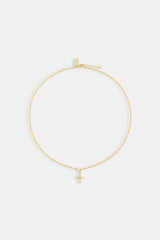 Micro Iced Cross Necklace - 15mm - Gold