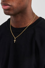 Micro Iced Cross Necklace - 15mm - Gold