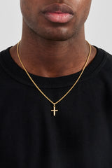 Micro Iced Cross Necklace - 15mm - Gold