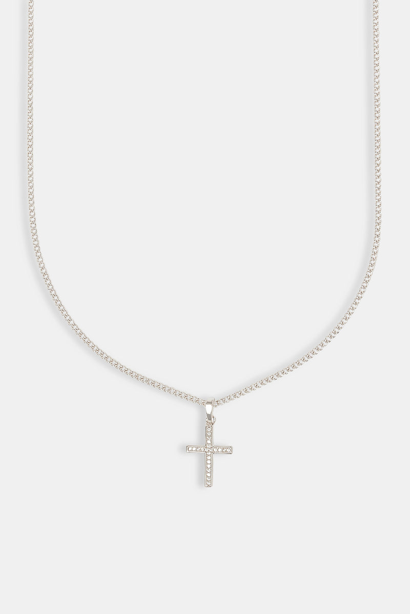 Micro Iced Cross Necklace - 15mm