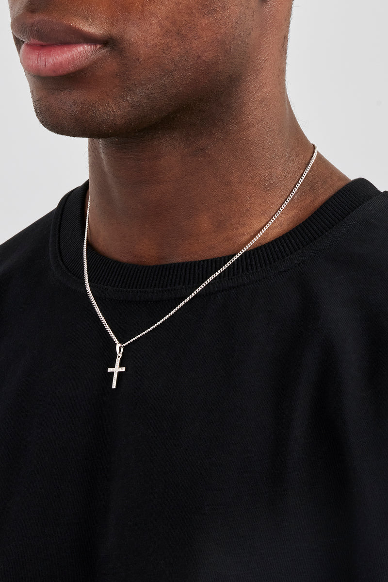 Micro Iced Cross Necklace - 15mm