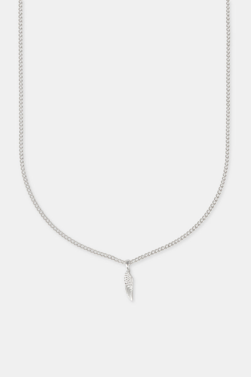 15mm Micro Angel Wing Necklace - White