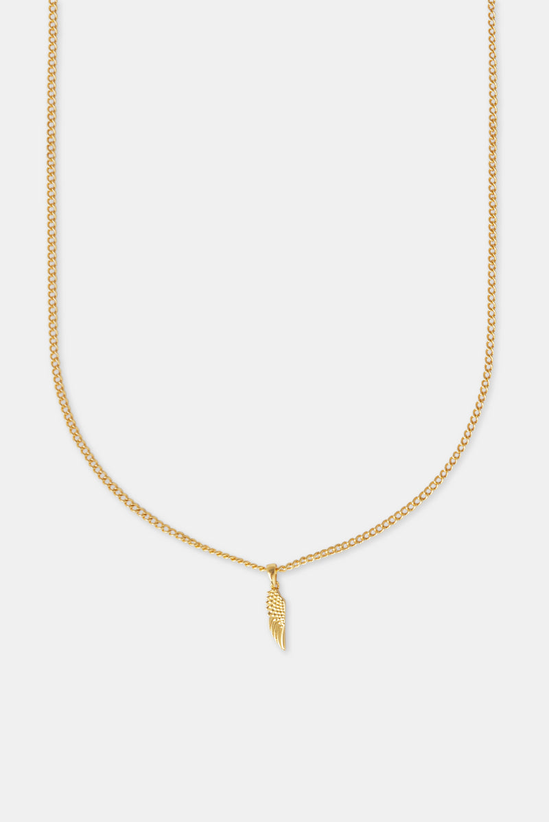 15mm Micro Angel Wing Necklace - Gold