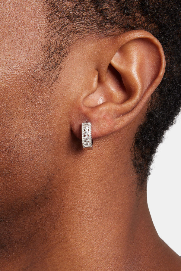 1/2 CT. T.W. Diamond Three Row Huggie Hoop Earrings in 10K Gold | Banter