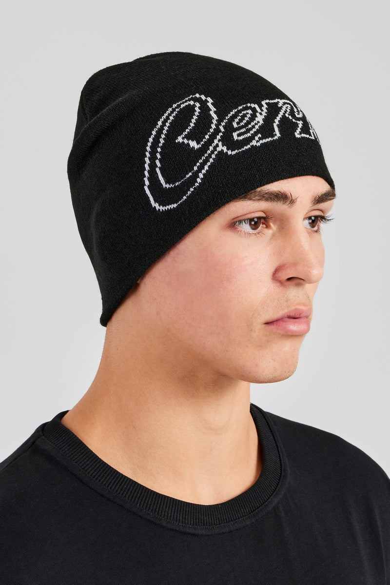 Cernucci Intarsia Beanie Hat - Black