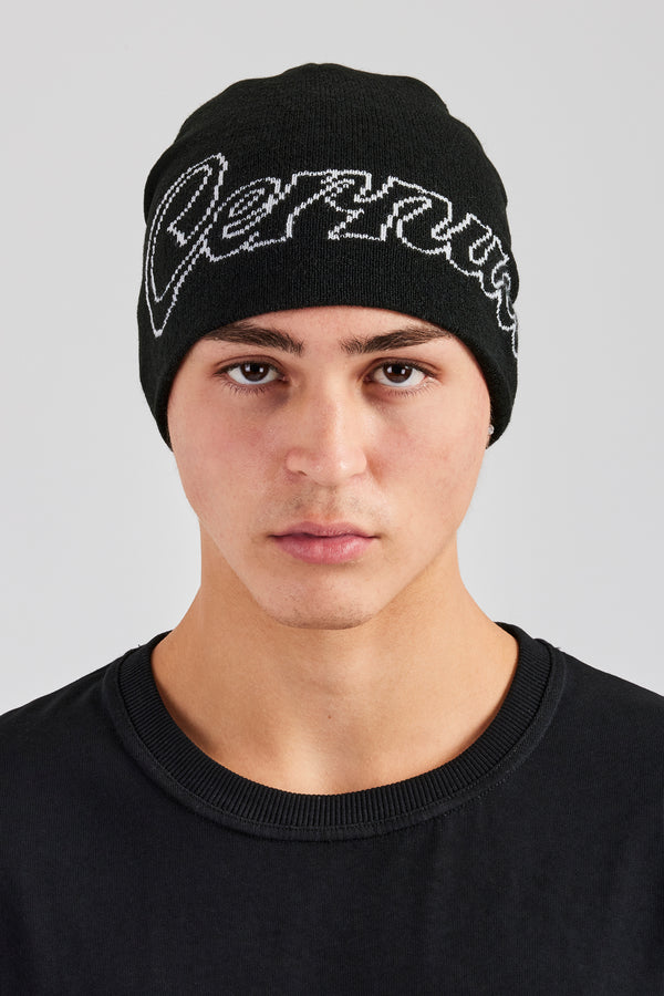 Cernucci Intarsia Beanie Hat - Black