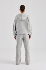 Knitted Zip Through Tracksuit - Light Grey