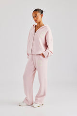 Knitted Wide Leg Jogger - Baby Pink