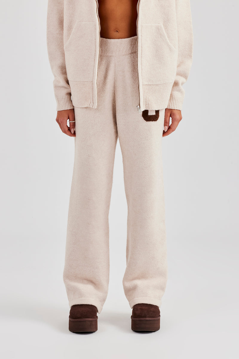 Knitted Wide Leg Jogger - Off White