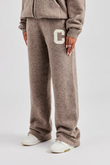 Wide Leg Knitted Jogger - Taupe