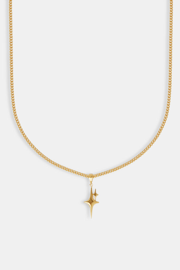 20mm Polished Double Star Necklace