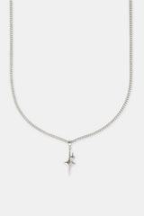 20mm Polished Double Star Necklace - White