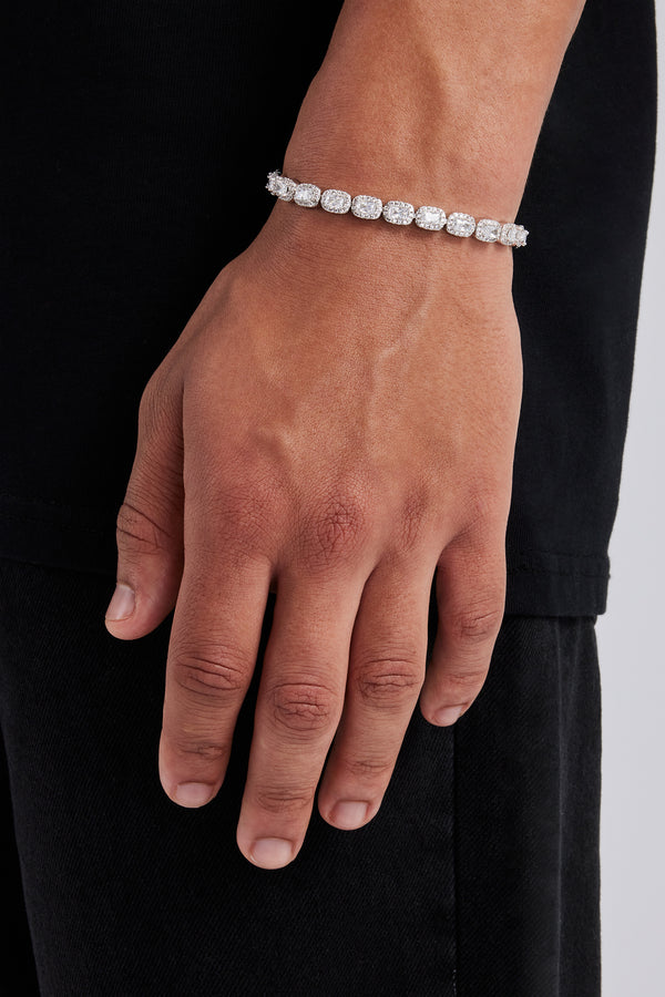 Rectangle Cluster Tennis Bracelet