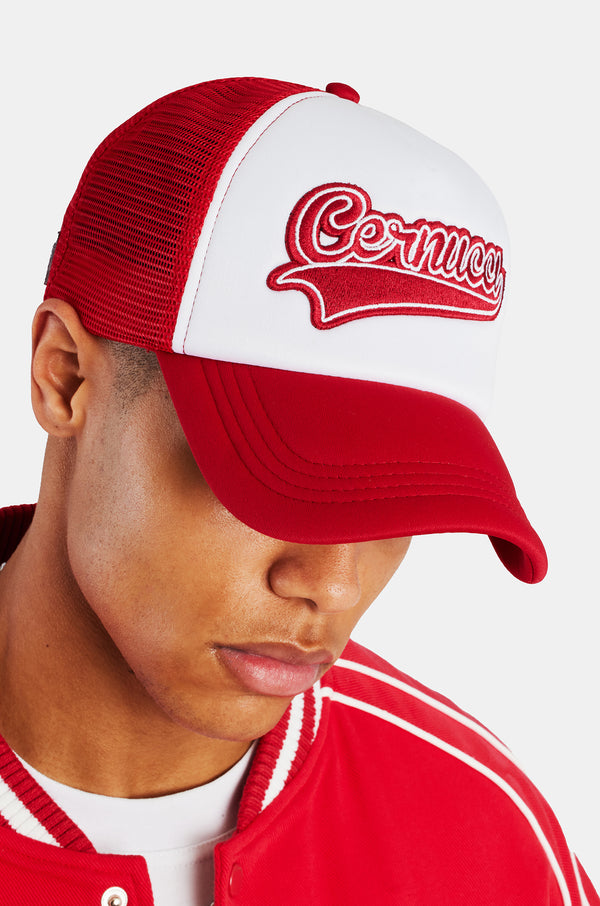 Logo Embroidered Trucker Hat - Red