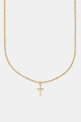 Twisted Micro Cross Necklace - 15mm - Gold