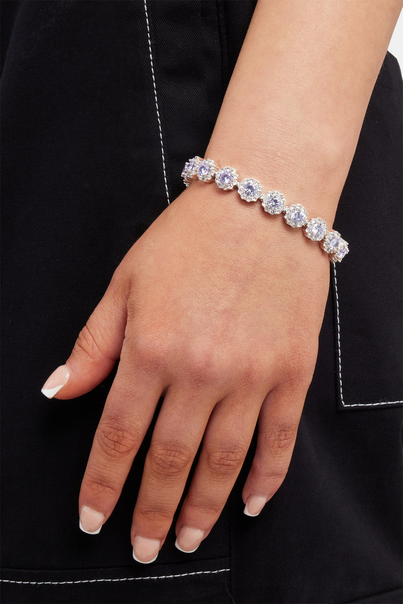 Purple Iced Floral Tennis Bracelet