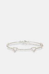 Mini Heart Tennis Anklet - White