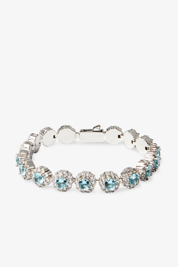 Iced Blue Round Tennis Bracelet - White