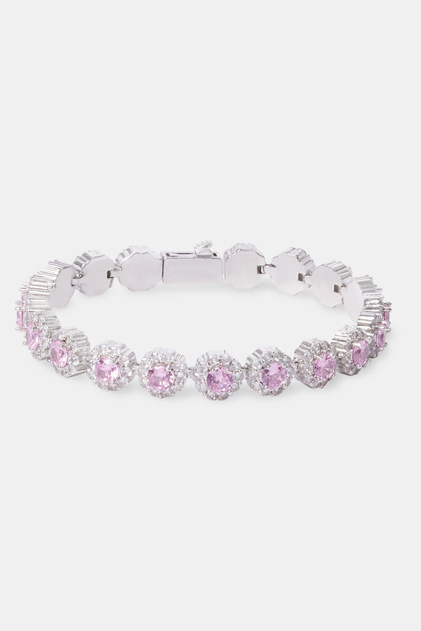 Pink Iced Floral Tennis Bracelet