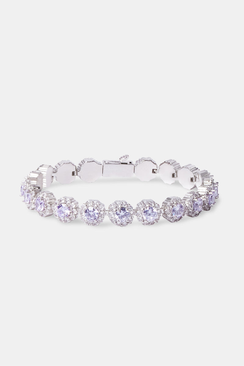 Purple Iced Floral Tennis Bracelet