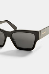 Beseled Chunky Square Acetate Frame Sunglasses - Black