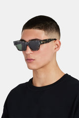 Beseled Chunky Square Marble Acetate Frame Sunglasses - Multi