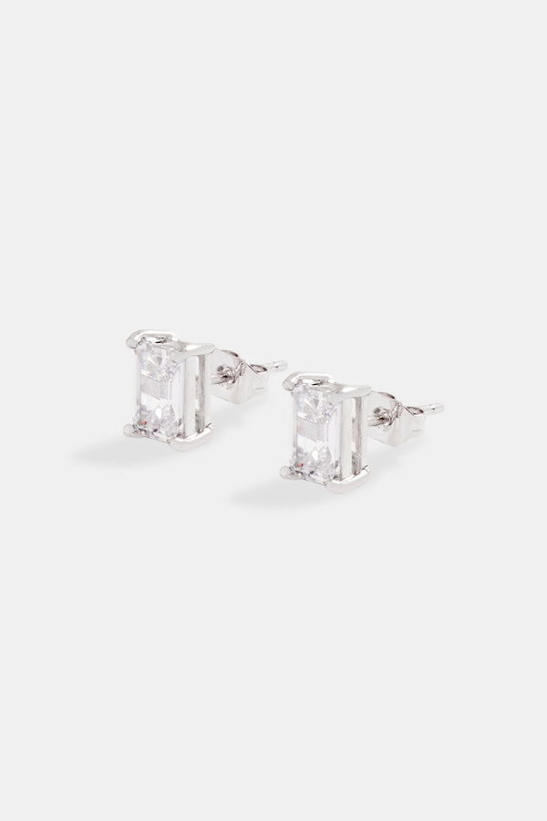 Womens Baguette Stone Stud Earrings