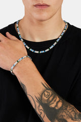 Baguette Tennis Chain & Bracelet Bundle - Blue Green