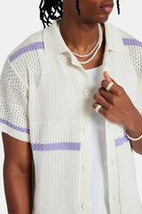 Knitted Button Front Shirt - Purple