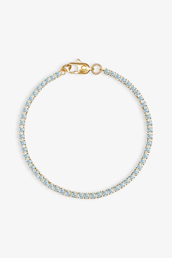 2.5mm Womens Micro Tennis Bracelet - Aqua